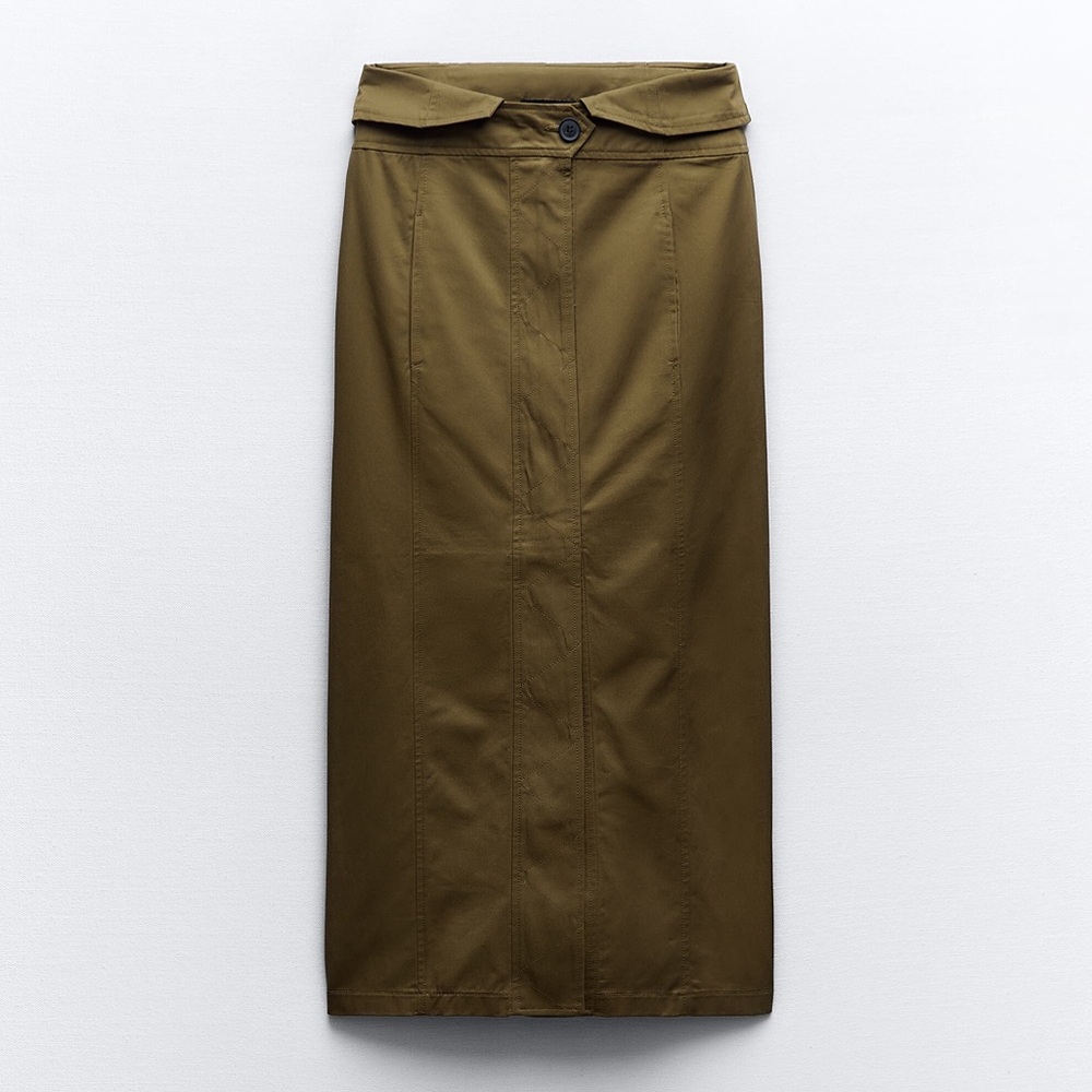 Zara Olive Green Midi Skirt